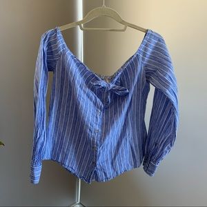 Free People Off-the-Shoulder Front Tie Blouse CA